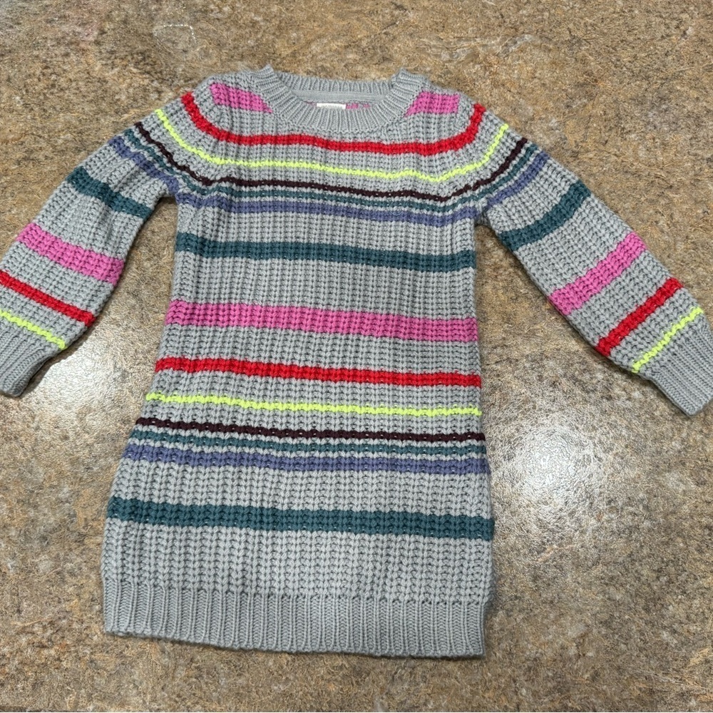 New Gymboree Girls’ Gray Striped Sweater Dress